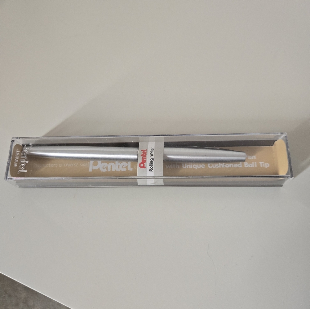 Vintage Pentel Rolling Writer Liquid Ink Pen in Silver